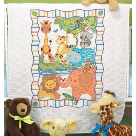 UPC: 0088677735074 | Dimensions Baby Hugs Quilt Stamped Cross Stitch Kit 34 X43 -Mod Zoo