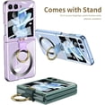 thumbnail image 5 of Magnetic Built-in Screen Protector Case for Samsung Galaxy Z Flip 5 5G Compatible with Magsafe,Ring Kickstand,Plating Transparent Shockproof Cover (Gold,for Galaxy Z Flip5), 5 of 16