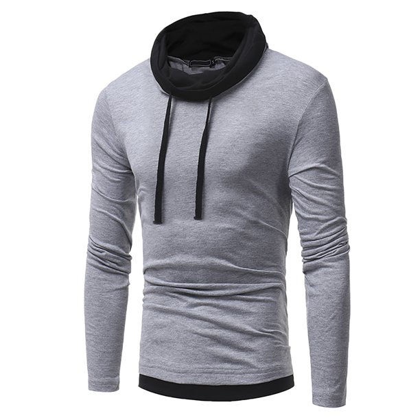 Camiseta de manga larga cómoda a juego de colores delgados informales con cuello apilable Pompotops oipoqjl7652