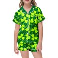 thumbnail image 4 of Pajama Set for Girls 2PC St. Patrick's Day Lapel Button up Kids Loungewear Boys Sleepwear 2 Piece Outfits Z19-Dark Green 8-9 Years, 4 of 4