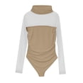 thumbnail image 4 of SNKSDGM Chemises à Manches Longues pour Femmes Roses Blouses à Manches Longues pour le Travail Justaucorps à Manches Longues Col Roulé Justaucorps Gainant Justaucorps en Maille Hauts de Sortie Tenues d'Automne, 4 of 8