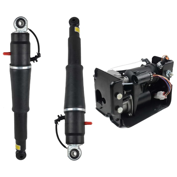 GELUOXI 2Pcs Rear Air Shock Absorber w/ Suspension Compressor for Cadillac GMC Sport Utility 2015-17