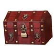 thumbnail image 4 of Tnarru Pirate Treasure Chest Keepsakes Box Wooden with Password Lock Handmade Vintage Design Creative Unique Storage Box Jewelry Box Red, 4 of 8