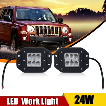 One pair 24W Outdoor Floodlight Bulbs Spot Headlamp for Car Truck 6 LED Flood Light