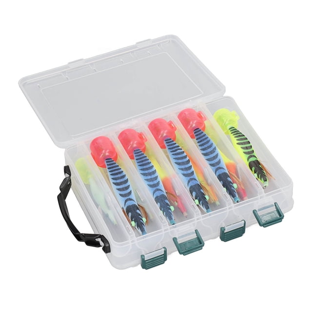 10 señuelos luminosos de calamar de acero inoxidable, plástico fluorescente, realistas, con forma de camarón, accesorios de pesca.