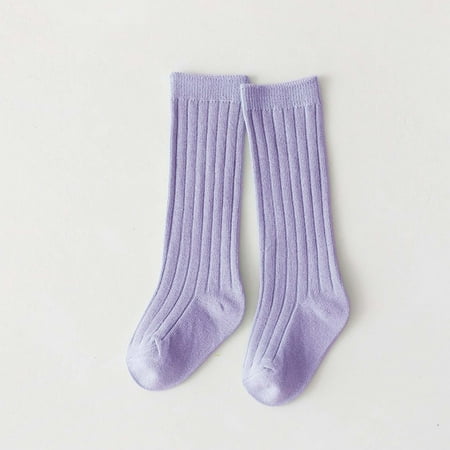 

TOWED22 Baby Infants Toddlers Girls MIddle Socks 1 Pack Bow Ribbed Long Stockings Ruffled Socks School Comfort Cool Socks Purple