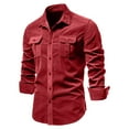 thumbnail image 4 of Casual Plus Size Man Shirt Mens Fashionable Simple Corduroy Business Slim Fit Solid Color Cardigan Long Sleeve Shirt, 4 of 4