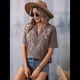 thumbnail image 4 of Camisas Mexicanas para Mujer, Blusa Tradicional de Verano Bordada, Túnica Floral, Cuello en V, Camiseta de Corta. Marrón Oscuro XL, 4 of 8