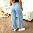 thumbnail image 7 of SBYOJLPB Women's Plus Size Pants Solid Color Elastic Waist Drawstring Pants with Pocket, 7 of 7
