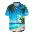 thumbnail image 4 of Ecqkame Men's Hawaiian Tops Short Sleeve Tropical Floral Printed Shirts Button Down Holiday Vacation Beach Shirt Clothings Blue-C XL, 4 of 5