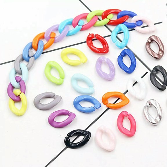 EOEMY 200 Mixed Color Acrylic Twist Oval Linking Rings Open Chain Beads 17X11mm Crafts