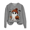 thumbnail image 5 of mgoYE Halloween Tshirts Women Long Sleeve Crewneck Casual Dressy Tops Funny Graphic Halloween Fall Fashion Outfits(Grey,S), 5 of 7
