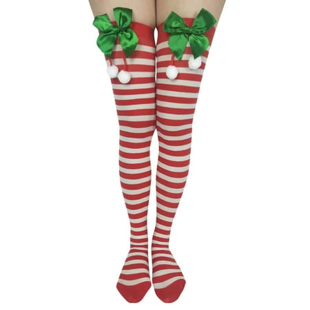 

Women Girls Sexy Stripe Printed Chriatmas Party Knee Socks Stockings lace stockings thigh high stocking stay up stockings