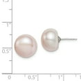 thumbnail image 3 of Sterling Silver 11-12mm Pink Freshwater Cultured Button Pearl Stud Earrings, 3 of 3