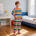 thumbnail image 2 of RMGVDSD Kids Clothes 2 Piece Striped Print Long Sleeve Tops And Pants Sleepwear Set For Boys Girls Comfortable Casual Playwear Outfit Soft Spring Outfits, 2 of 3