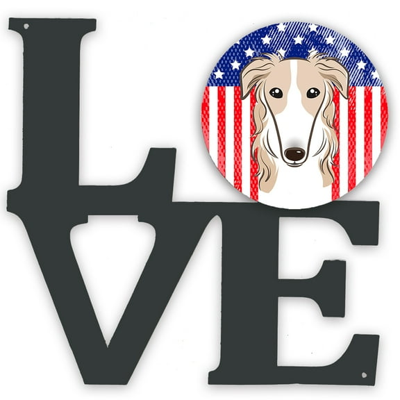 Carolines Treasures BB2158WALV American Flag and Borzoi Metal Wall Artwork LOVE 12X12 multicolor