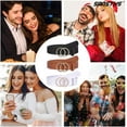 thumbnail image 5 of 2 Pack Women Leather Belts Faux Leather Jeans Belt with Double O-Ring Buckle Size up to 58 inch, 5 of 6
