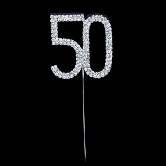 unbranded Plateada De Pastel Con Topper De Aleación Y Rhinestone Para Cumpleaños 50