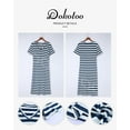 thumbnail image 4 of DOKOTOO Midi Dresses for Women Casual Loose V Neck Midi Dress Straight Striped Print Beach Dress Fashion V Neck Short Sleeve Summer T-shirts Dresses Size M US8-10, 4 of 5