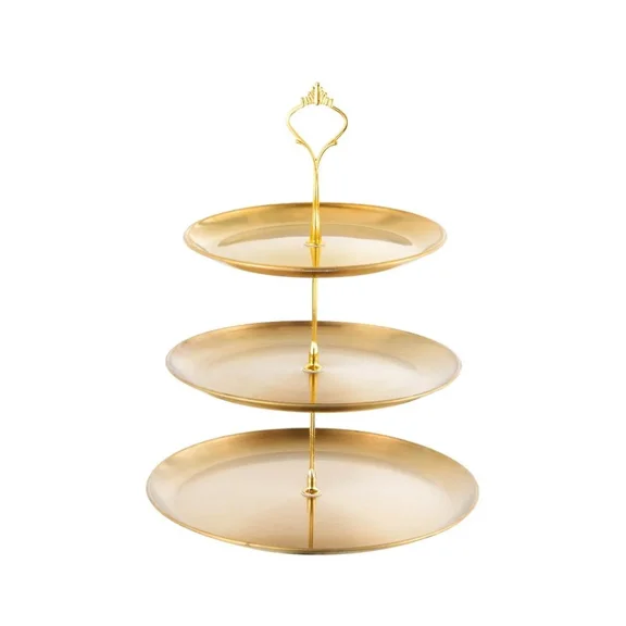 Cake Stand Stainless Steel Tiered Cupcake Stand 3 Tier Tray Table Tower Cake Plates Dessert Holder for Party