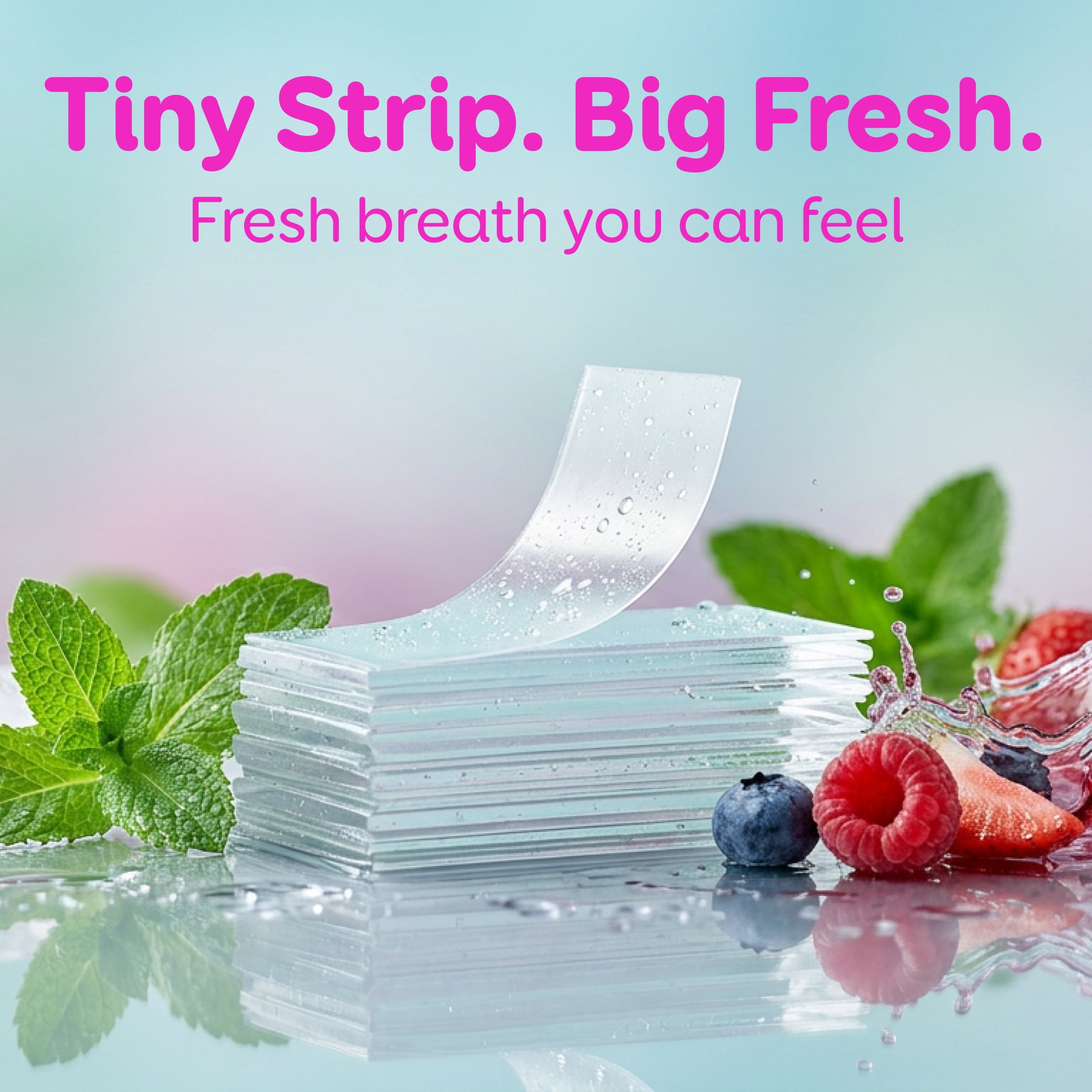 Grin Strips Breath Strips, Berry Minty, Instant Fresh Breath, Dissolves Instantly on Your Tongue, Sugar-free and Calorie-free, No Artificial Colors, 72 Breath Strips (3-24 Packs), Pocket-Sized Pack