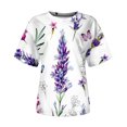 thumbnail image 4 of Ichuanyi Womens Shirts, Adult Fashion Woman Round Neck Short Sleeve Tops T-Shirt Prints Loose Blouse, 4 of 6