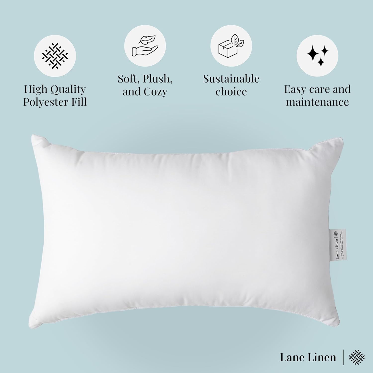 12x20 – Pack of 2 White, for Sofa and Bed, Fluffy Inserts for Throw Pillow Covers, Ideal as Throw Pillows for Bed, Couch and Outdoor Settings