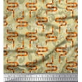 thumbnail image 1 of Soimoi Beige Satin Silk Fabric Leaves,White Floral & Snake Reptile Fabric Prints by Yard 42 Inch Wide, 1 of 1