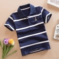 thumbnail image 2 of Camiseta de manga corta de algodón para niños Ropa para niños Polo coreano para niños pequeños y medianos Polo de verano a rayas para hombres de 0 a 16 años, 2 of 5