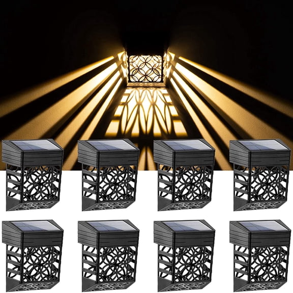 8 Pack Solar Fence Lights Warm-white Solar Deck Lights for Garden/Front Door/ Backyard/Outdoor/Post