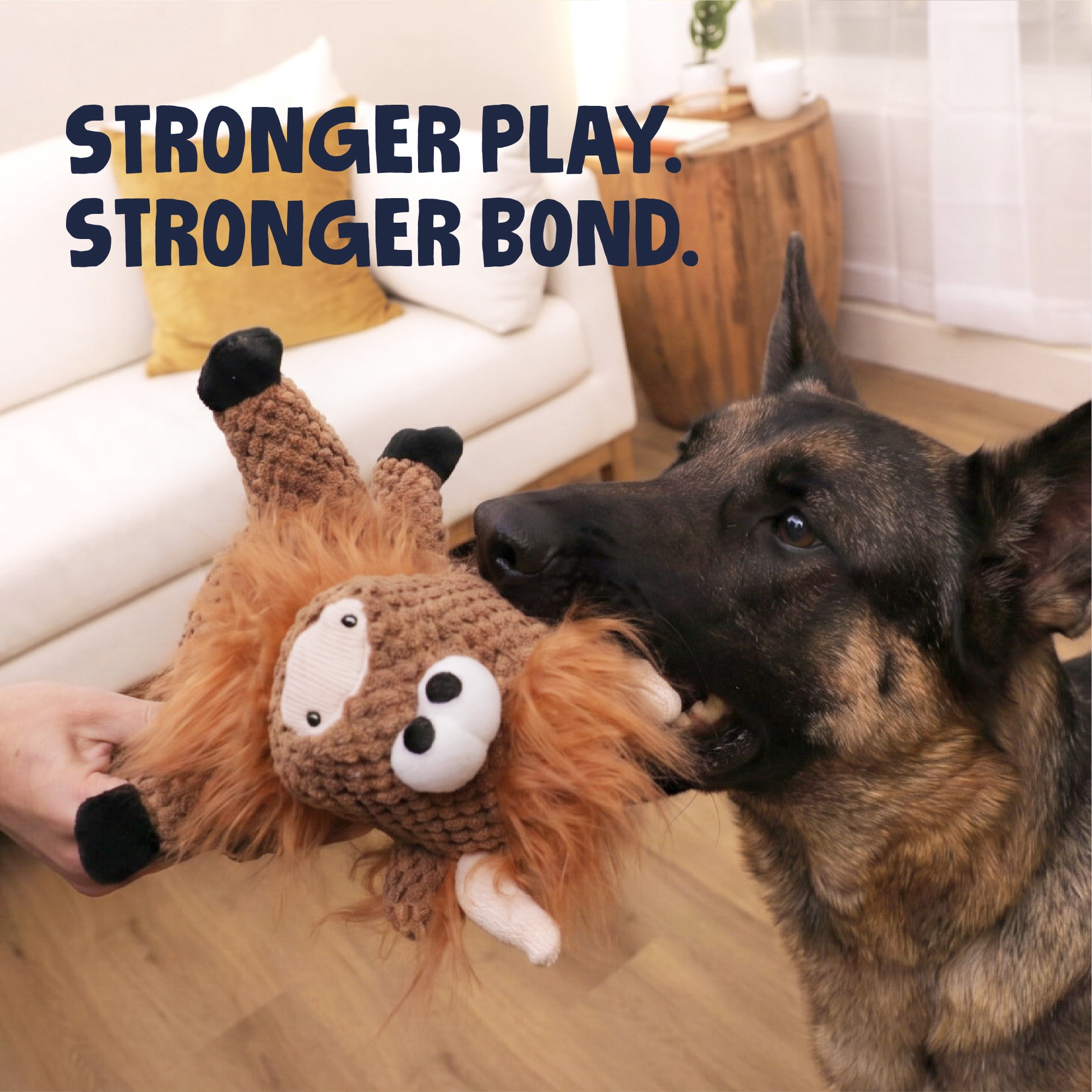 goDog Checkers Sitting Highland Cow Hank Plush Squeaky Dog Toy with Chew Guard Technology