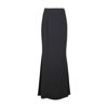 Adrianna Papell Mid Banded Waist Zipper Side Solid Long Crepe Skirt-BLACK