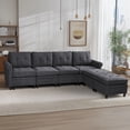 thumbnail image 6 of BUIORD 115" Modular Sectional Couch with Storage, 6 Seat Couches and Sofas for Living Room, U-Shaped Sectional Couch with Reversible Chaises, Black, 6 of 8