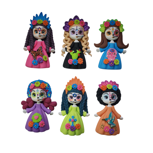 Imanes de catrinas 3D para decoracion  6 PZ