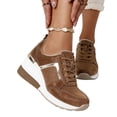 thumbnail image 3 of Junboys Womens Fashion Platform Casual Sneakers - Wedge Lace-Up Tennis Shoes for Comfort Daily Style,Brown 38, 3 of 4