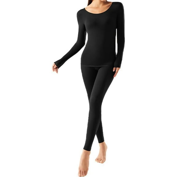Women's Ultra Thin Seamless Thermal Underwear Set - 4-Way Stretch Slimming Base Layer Tops & Bottoms, Moisture-Wicking Long Johns for Cold Weather