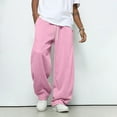 thumbnail image 5 of Pink Open Hem Sweatpants Mens Straight Wide Leg with Draw Sting and Pockets S-3XL, 5 of 5