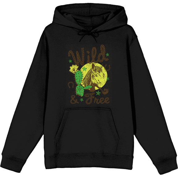 Wild and Free Western Icons Adult Black Long Sleeve Hoodie-Medium