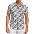 thumbnail image 2 of QHRMKOG Short Sleeve Shirts for Men Relaxed Fit Tropical Print Hawaiian Shirts Breathable Holiday Button Down Beach Shirts Summer Trendy Tops Gray L, 2 of 6