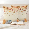 thumbnail image 3 of Orange Grey Fall Outdoor Waterproof Pillow Covers, Thanksgiving Maple Leaf Pumpkins Decorative Square Throw Pillowcase Sofa Cushion Sham for Patio/Couch/Chair, 18"x18" 2 Pack, 3 of 8
