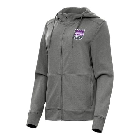 Women s Antigua Heather Charcoal Sacramento Kings Seeker Full-Zip Hoodie Jacket