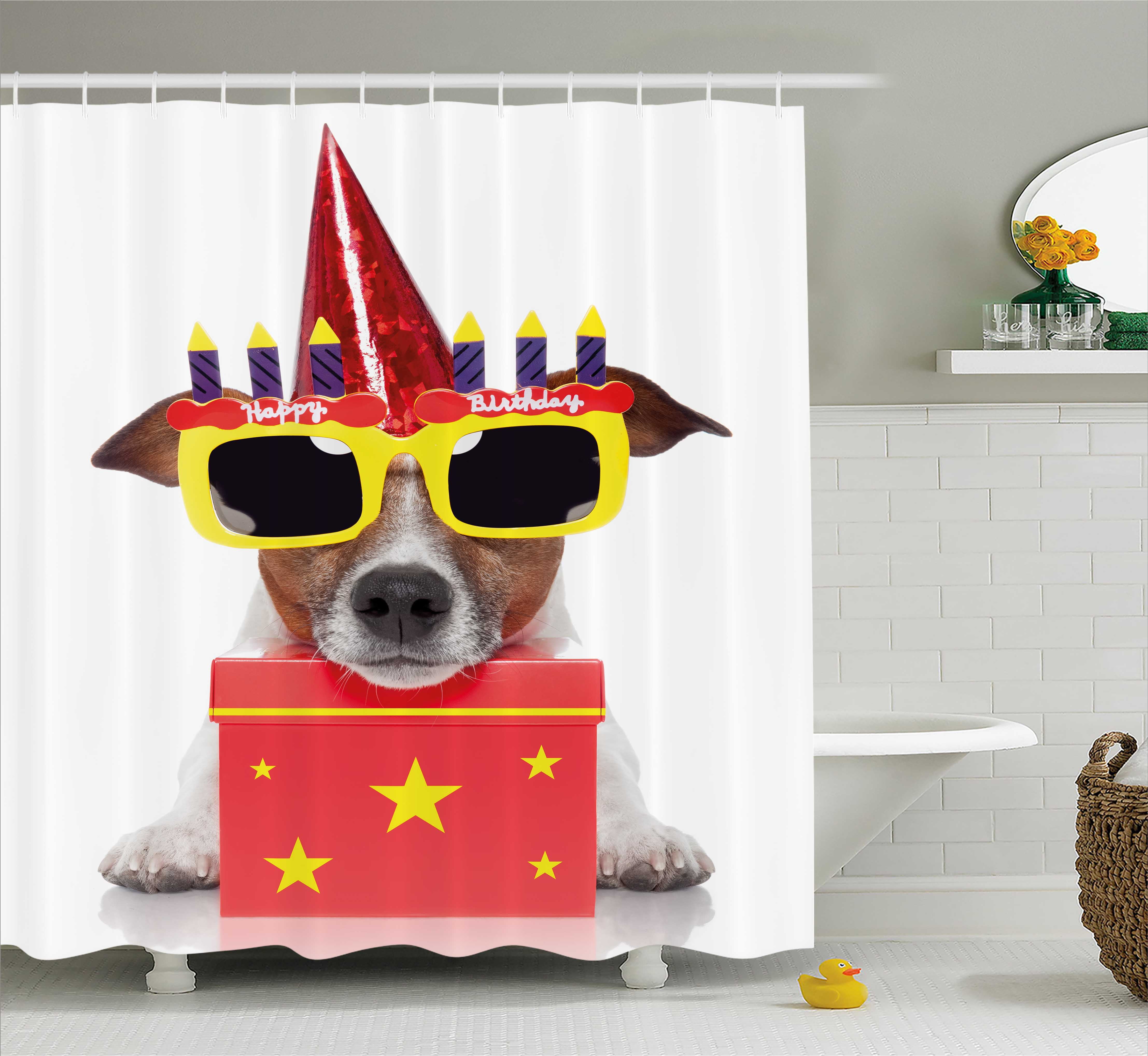 Birthday Decorations For Kids Shower Curtain Party Dog With