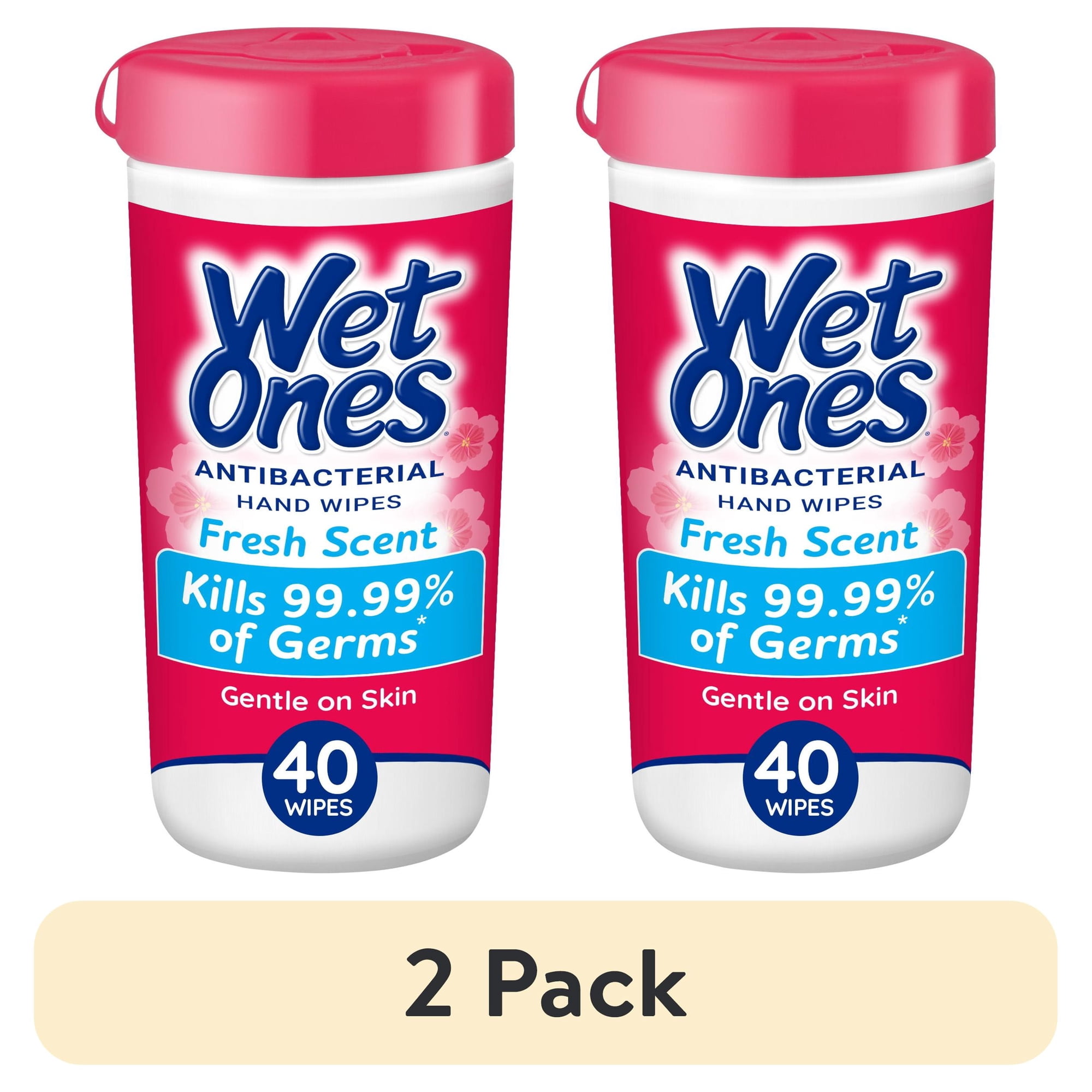 (2 pack) Wet Ones Antibacterial Hand Wipes Fresh Scent 40 Ct Canister Hypoallergenic FSA/HSA Eligible