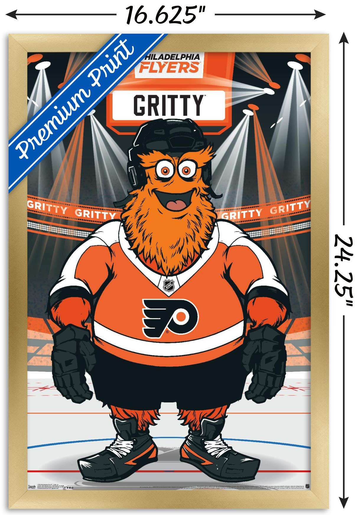 NHL Philadelphia Flyers - Gritty 19 Wall Poster, 14.725" x 22.375", Framed