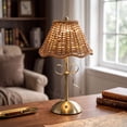 thumbnail image 6 of Woven Rattan LED Table Lamp, USB Rechargeable Decorative Night Light, Retro Bedside Lamp for Living Room & Fall Home Decor, 6 of 7