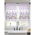 thumbnail image 2 of Purple Lavenders Sheer Curtains 54 Inch Length 2 Panels Set Window Treatments, Spring Floral Plaid Farmhouse Elegant Rod Pocket Semi Curtains for Living Room/Bedroom/Kitchen Décor, 104"W x 54"L, 2 of 7