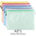 thumbnail image 1 of A3 A4 A5 A6 Portable Zipper File Bag Transparent Single-layer Mesh Student Test Paper Data Storage Bag Office Files Stationery A3-yellow, 1 of 6
