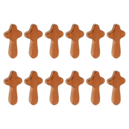UPKOCH 12Pcs Vintage Decor Crosses Handheld Wooden Decoration Light Brown for Individuals