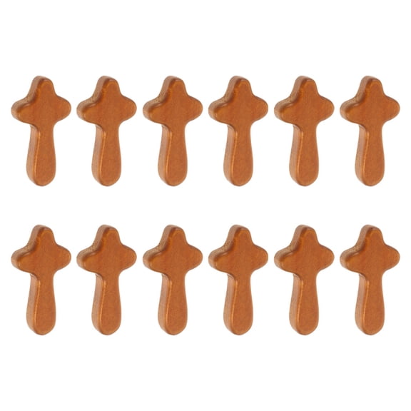 UPKOCH 12Pcs Vintage Decor Crosses Handheld Wooden Decoration Light Brown for Individuals