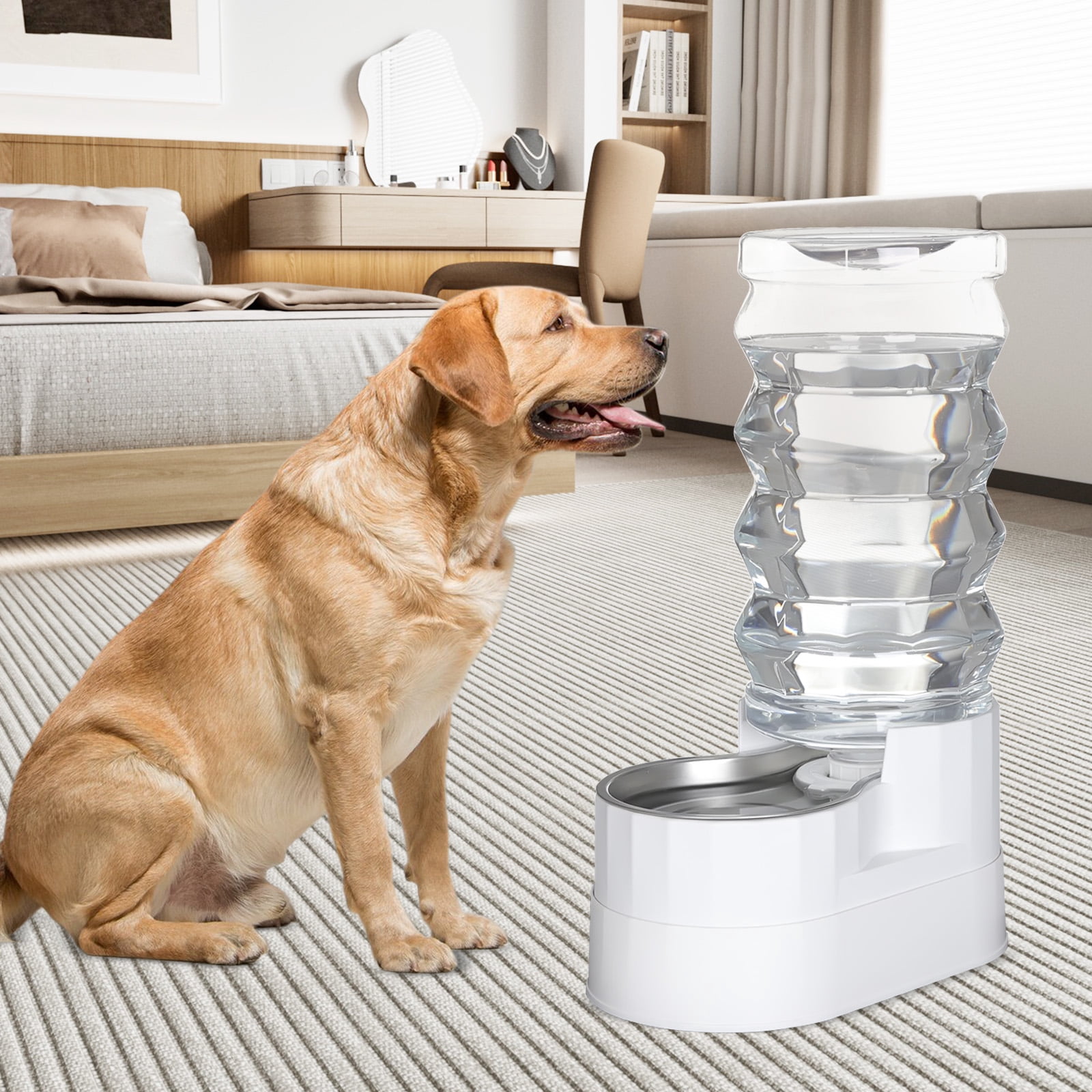 RIZZARI 9L Raised Pet Water Feeder - Automatic Stainless Steel Water Dispenser for Dogs and Cats, Gravity Fed, Non Slip, Leak-proof, Large Capacity Pet Waterer for Indoor/Outdoor